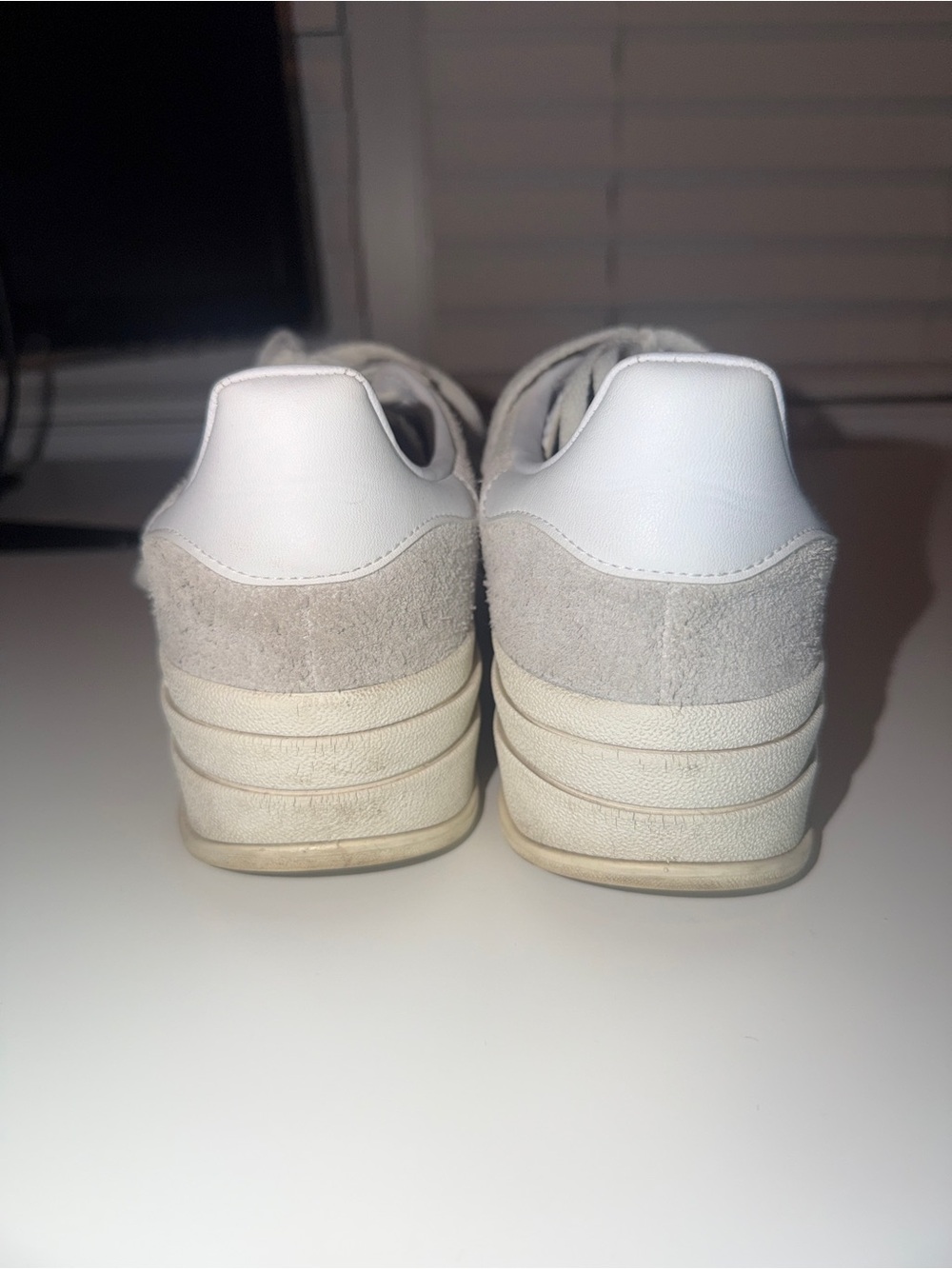 adidas Gazelle Bold Platform Sneakers - White/Light Gray Suede - Picture 9 of 14
